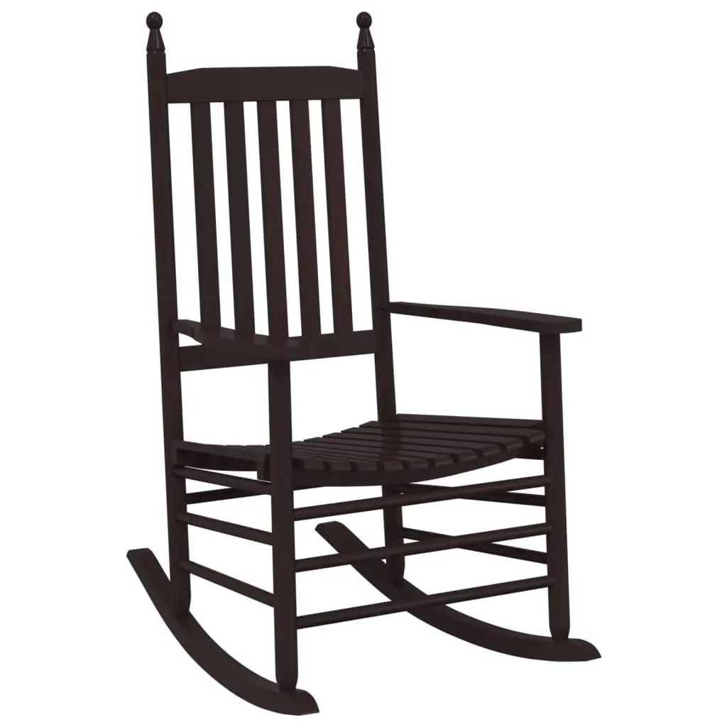 Rocking Chairs Brown Solid Wood Poplar Curved Seat High Back Armrest 2 Piece