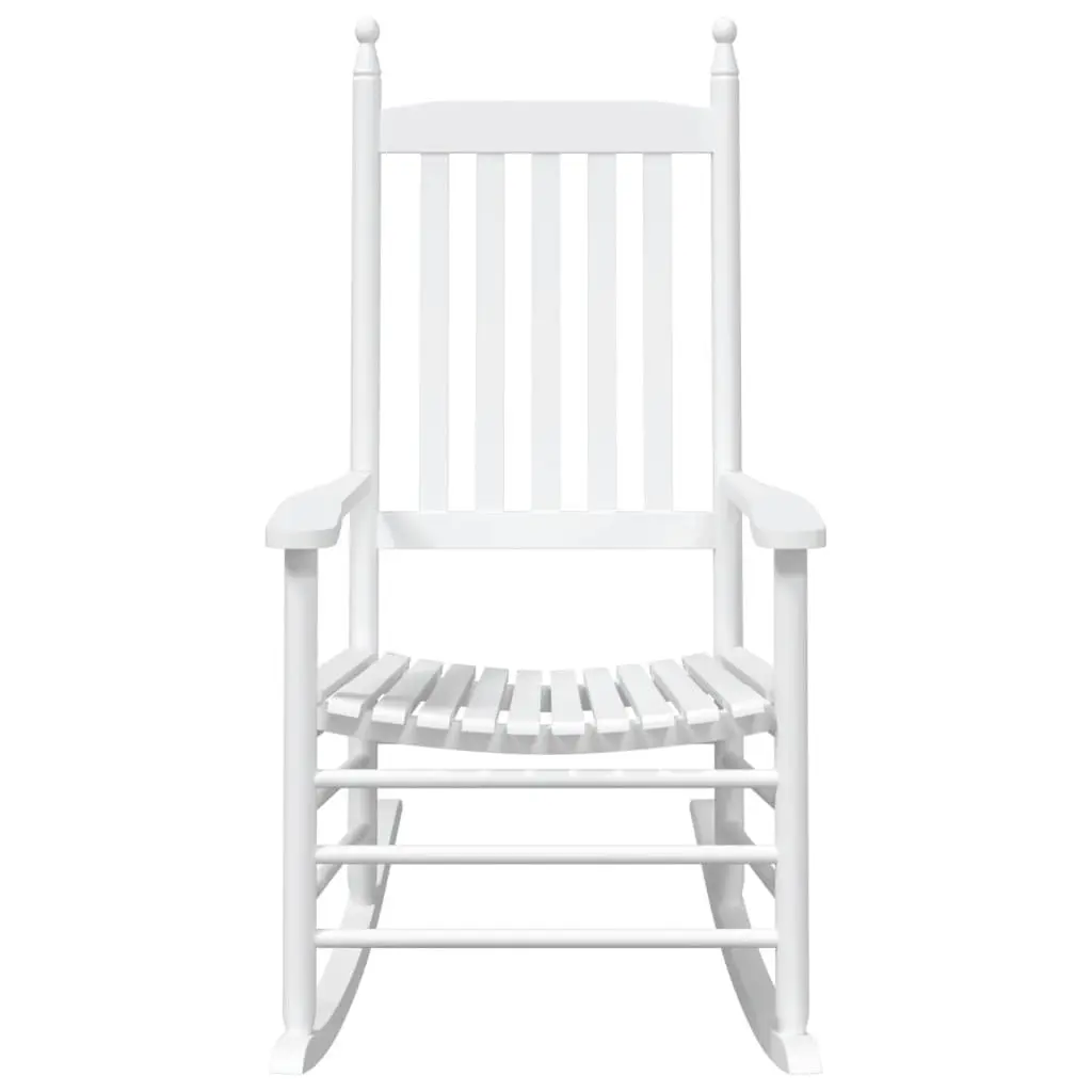 Rocking Chairs White Solid Wood High Back Curved Seat Armrest 2 Piece
