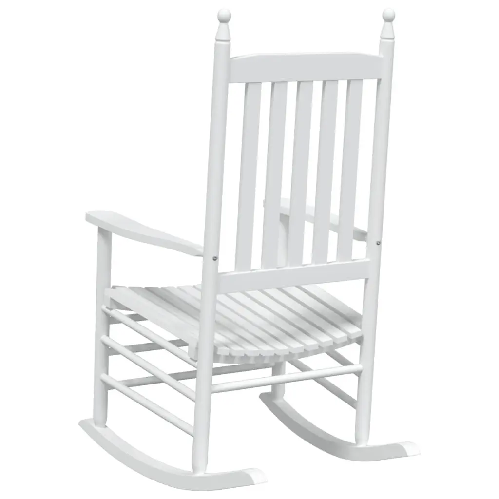 Rocking Chairs White Solid Wood High Back Curved Seat Armrest 2 Piece