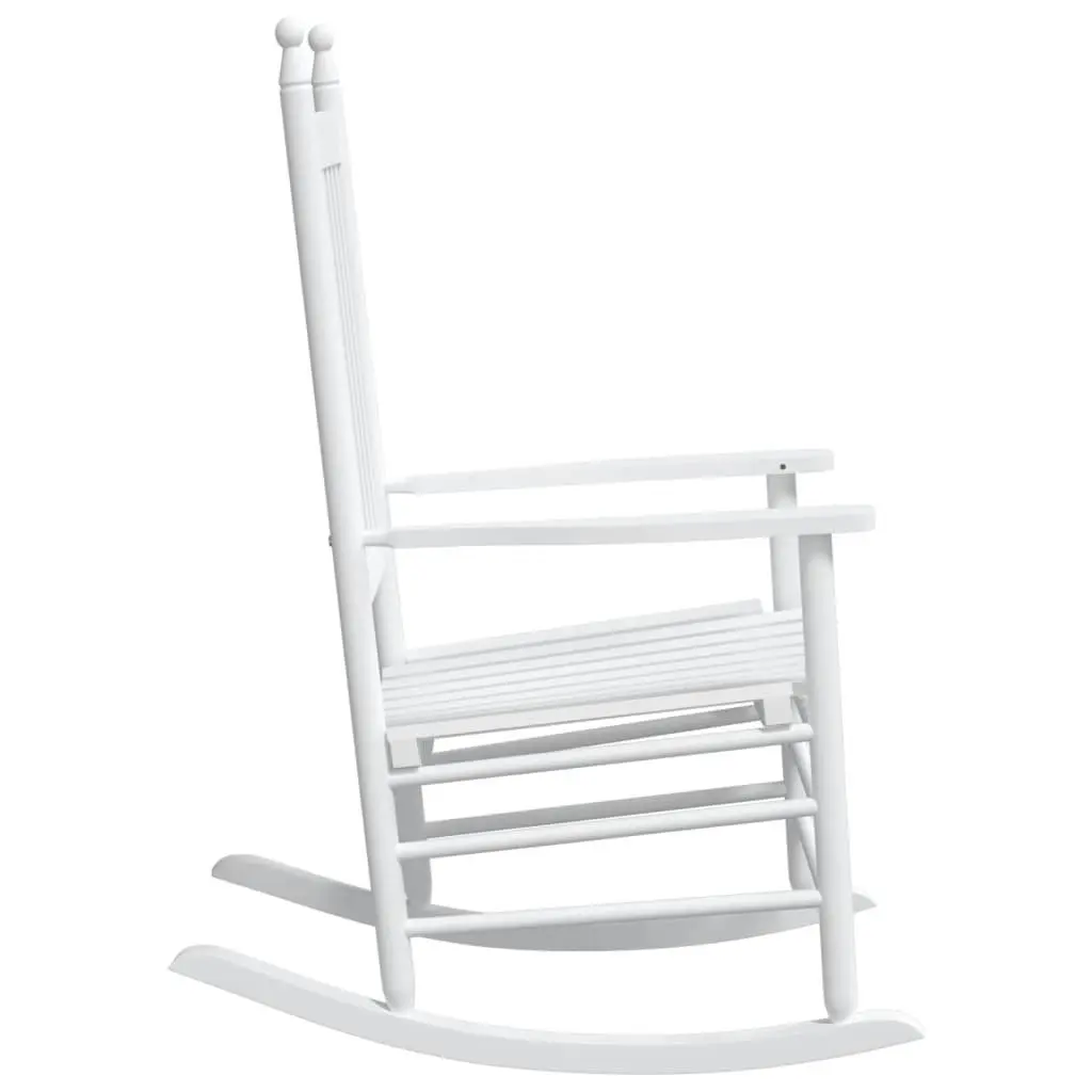 Rocking Chairs White Solid Wood High Back Curved Seat Armrest 2 Piece