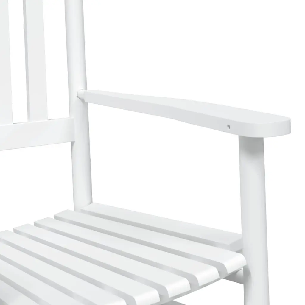 Rocking Chairs White Solid Wood High Back Curved Seat Armrest 2 Piece