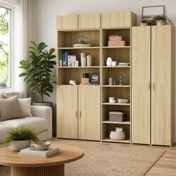 Brown Engineered Wood Highboard Storage Cabinet 50x41x185 cm