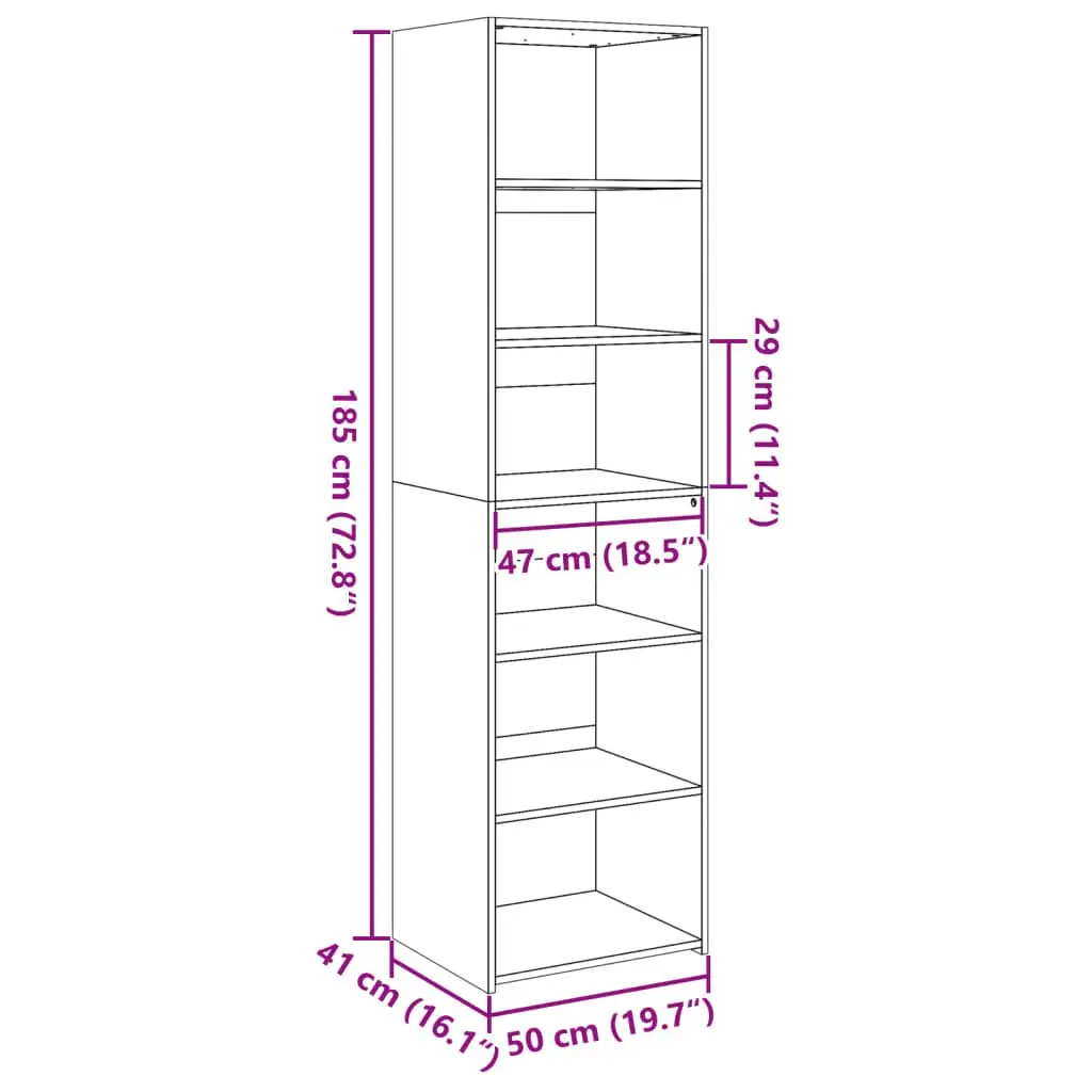 Highboard Storage Cabinet Brown 50x41x185 cm Engineered Wood