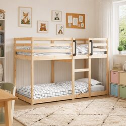 Solid Pine Wood Bunk Bed 90x190 cm with Guardrails