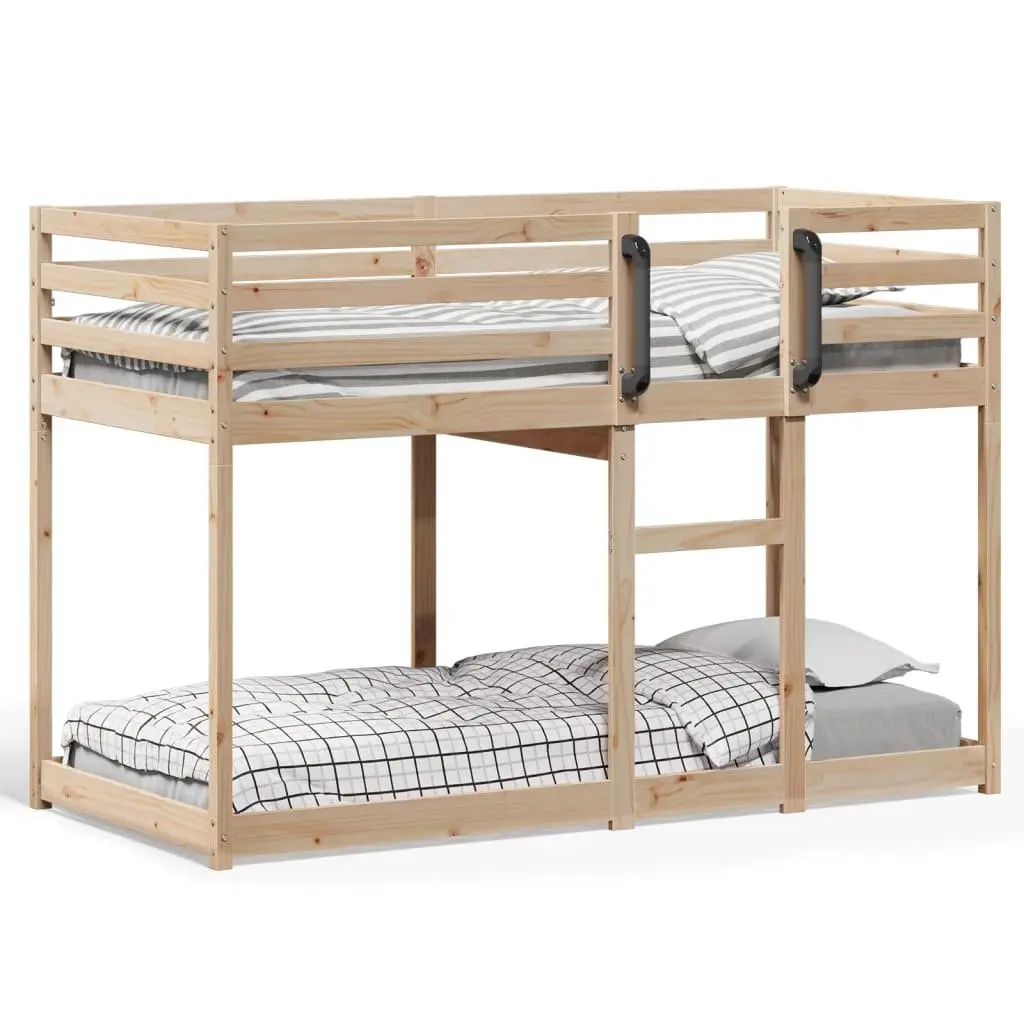 Bunk Bed Solid Pine Wood Frame 90x190 cm Slatted Base Guardrails Space-Saving