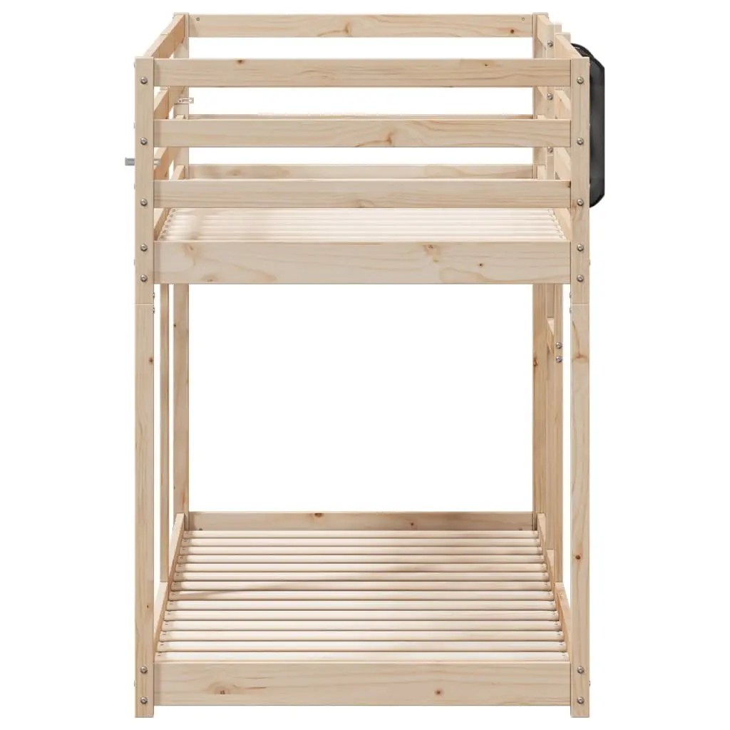 Bunk Bed Solid Pine Wood Frame 90x190 cm Slatted Base Guardrails Space-Saving