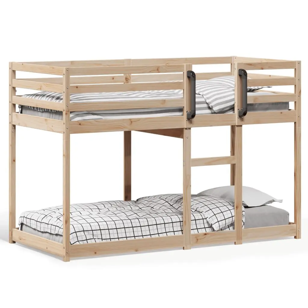 Bunk Bed Solid Wood Pine Frame Slatted Base Guardrails Space-Saving 92 x 187 cm