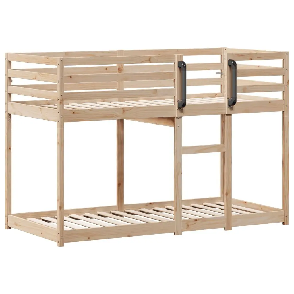 Bunk Bed Solid Wood Pine Frame Slatted Base Guardrails Space-Saving 92 x 187 cm
