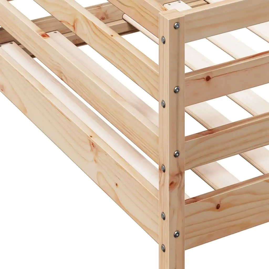 Bunk Bed Solid Wood Pine Frame Slatted Base Guardrails Space-Saving 92 x 187 cm