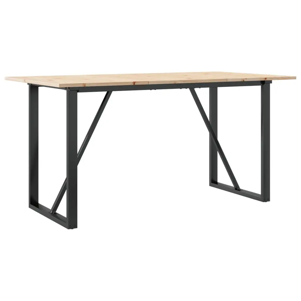 Solid Wood Pine Dining Table with Steel Frame 140x80x75 cm