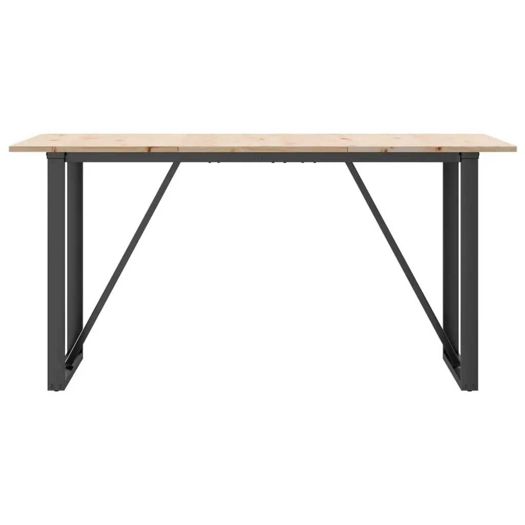 Solid Wood Pine Dining Table with Steel Frame 140x80x75 cm
