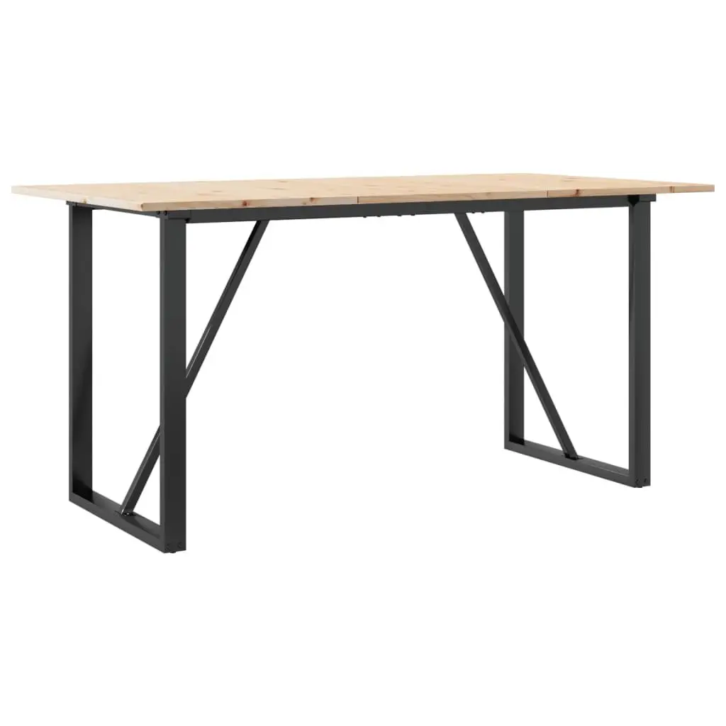 Solid Wood Pine Dining Table with Steel Frame 140x80x75 cm