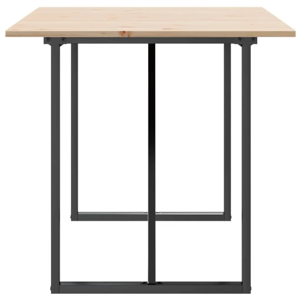 Solid Wood Pine Dining Table with Steel Frame 140x80x75 cm