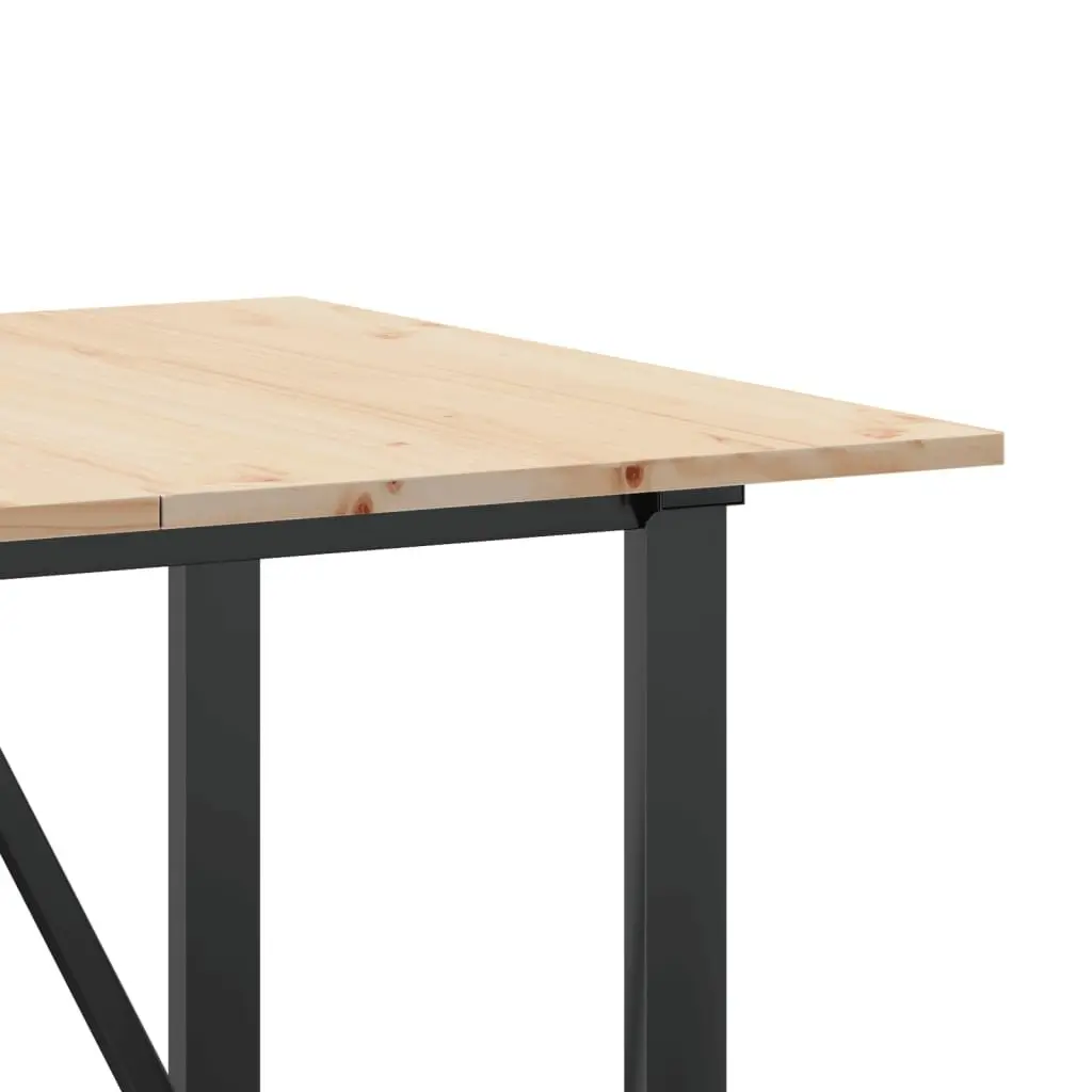 Solid Wood Pine Dining Table with Steel Frame 140x80x75 cm