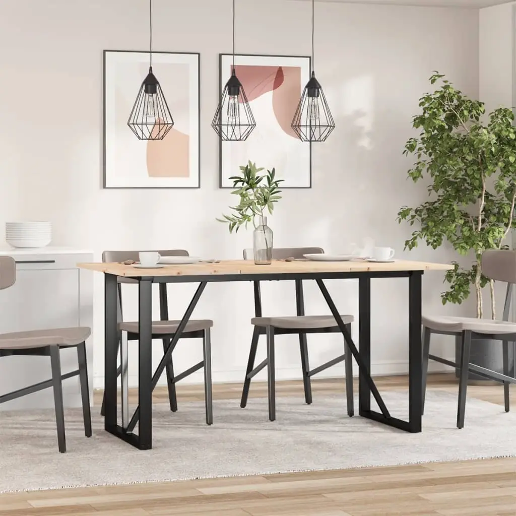 Dining Table O-Frame 160x80x75 cm Solid Wood Pine Steel Kitchen Brown