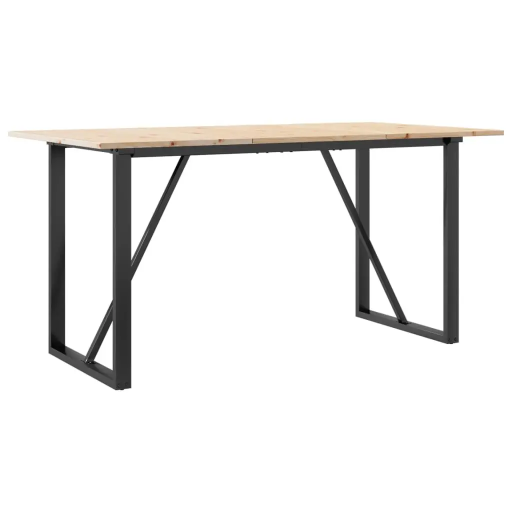 Dining Table O-Frame 160x80x75 cm Solid Wood Pine Steel Kitchen Brown