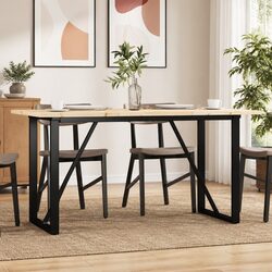 Solid Wood Pine Dining Table with Steel O-Frame 140x80cm