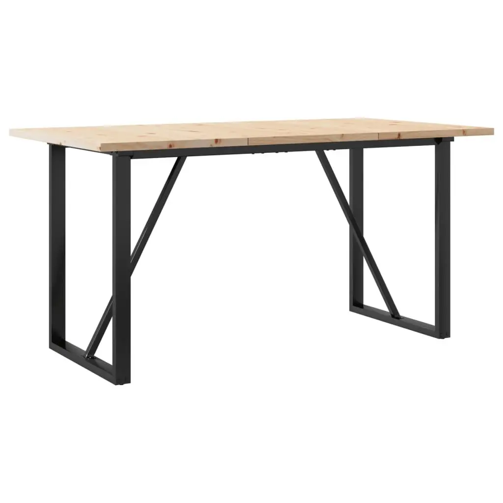Solid Wood Pine Dining Table with Steel O-Frame 140x80cm