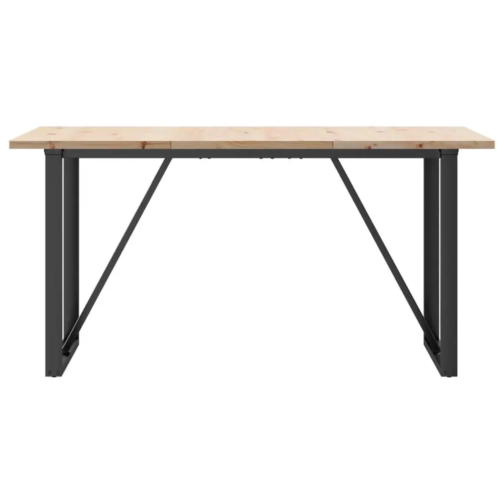 Solid Wood Pine Dining Table with Steel O-Frame 140x80cm