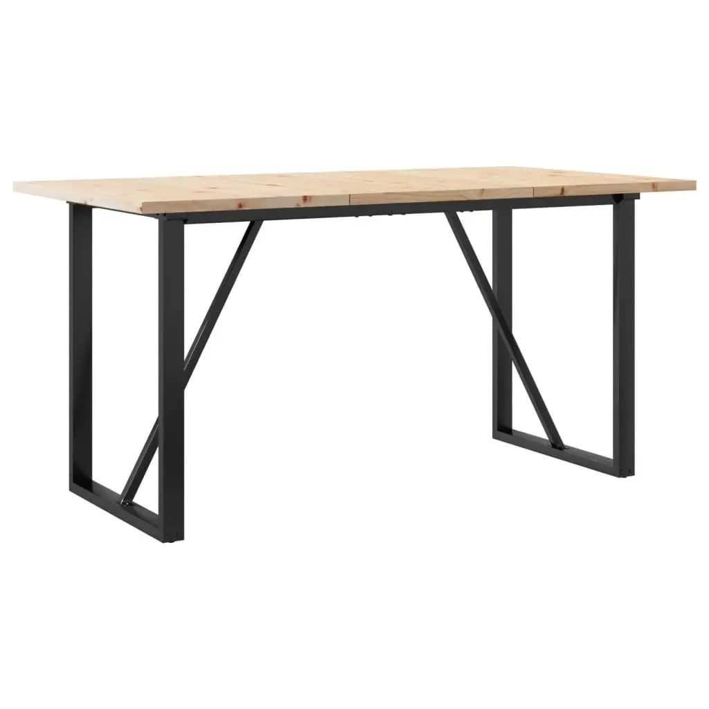 Solid Wood Pine Dining Table with Steel O-Frame