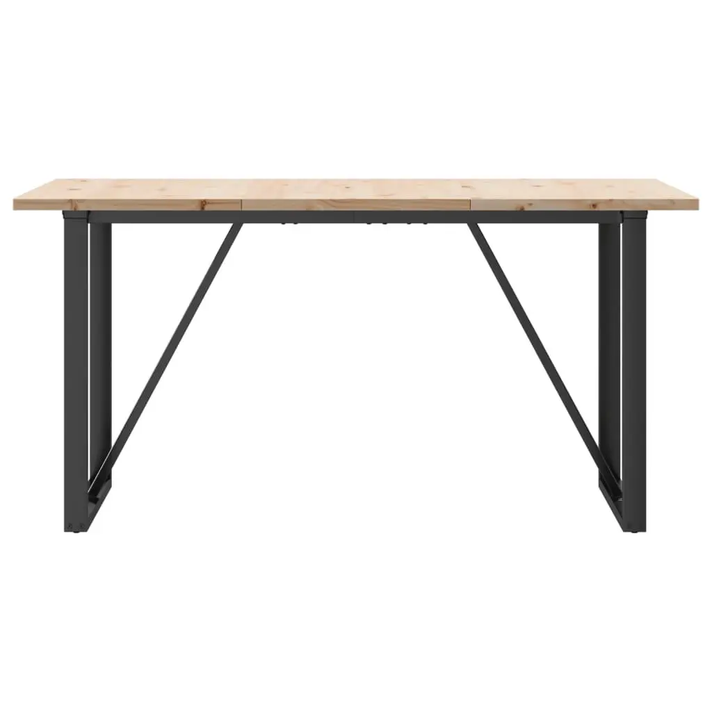 Solid Wood Pine Dining Table with Steel O-Frame