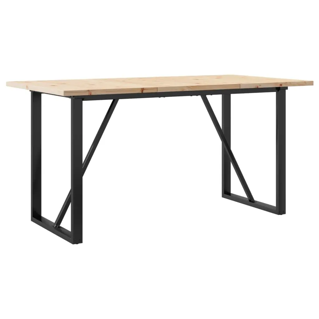 Solid Wood Pine Dining Table with Steel O-Frame