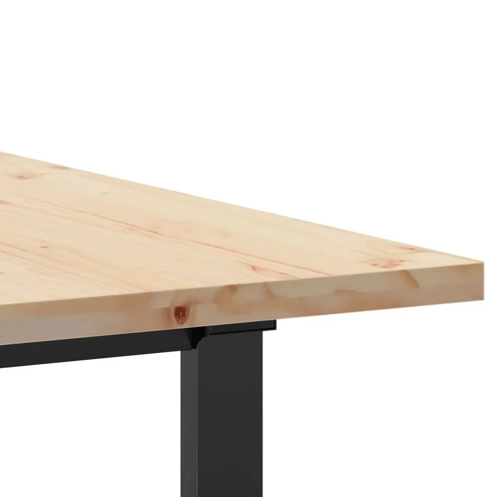 Solid Wood Pine Dining Table with Steel O-Frame
