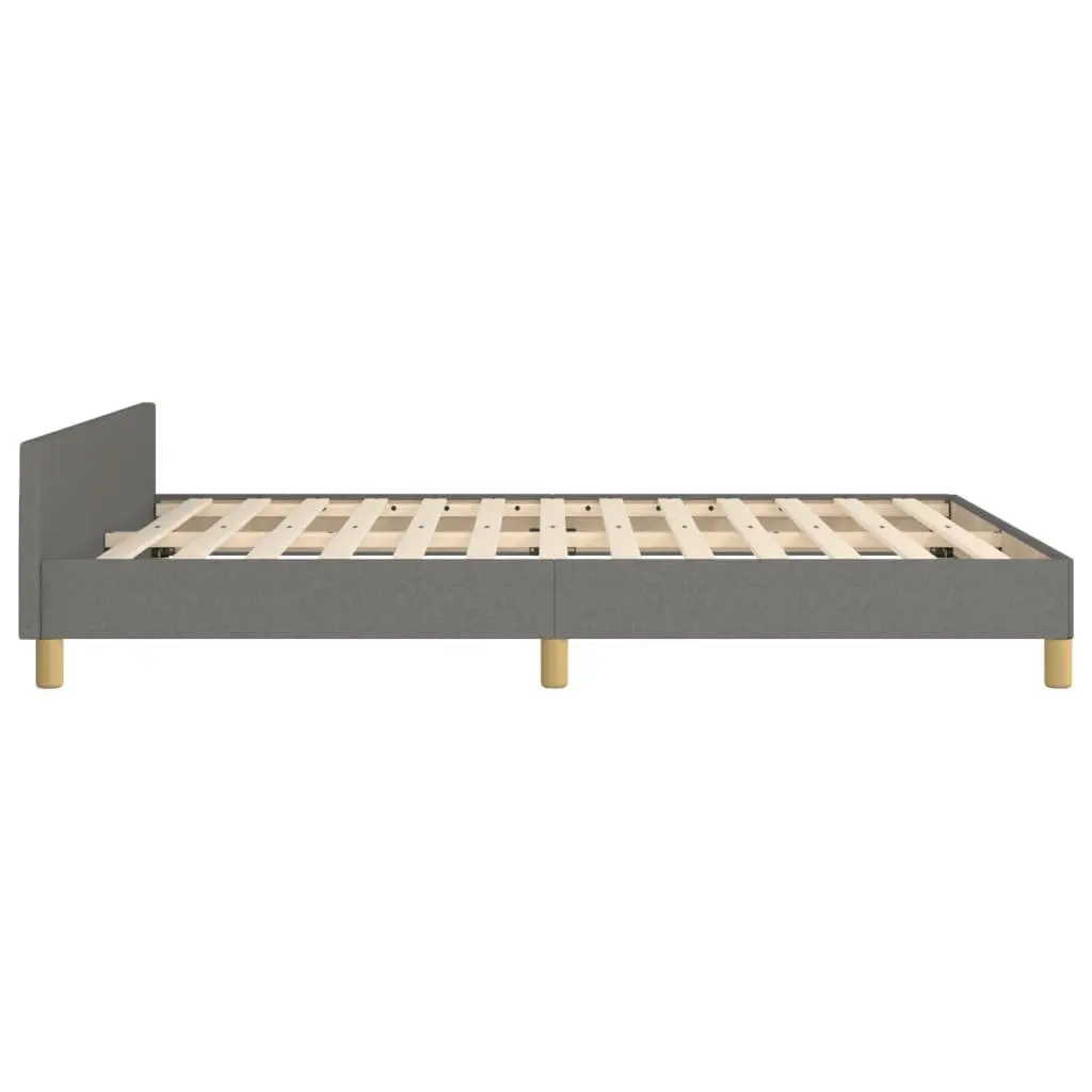Grey Fabric Double Bed Frame with Headboard 137x187cm