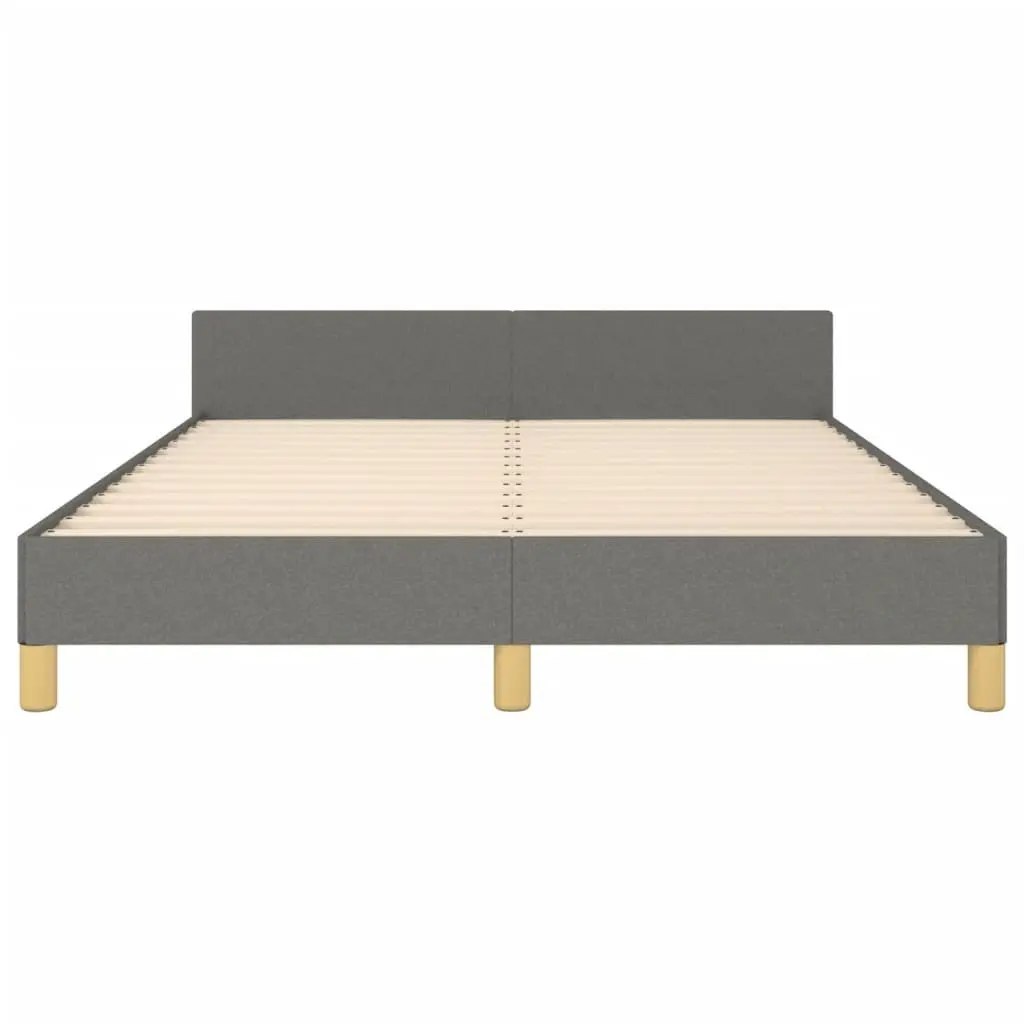 Grey Fabric Double Bed Frame with Headboard 137x187 cm