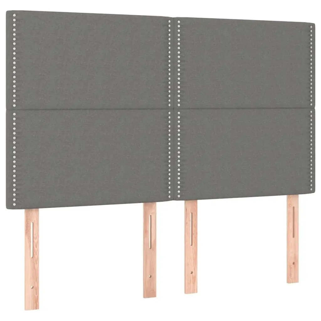 Grey Fabric Double Bed Frame with Headboard 137x187 cm