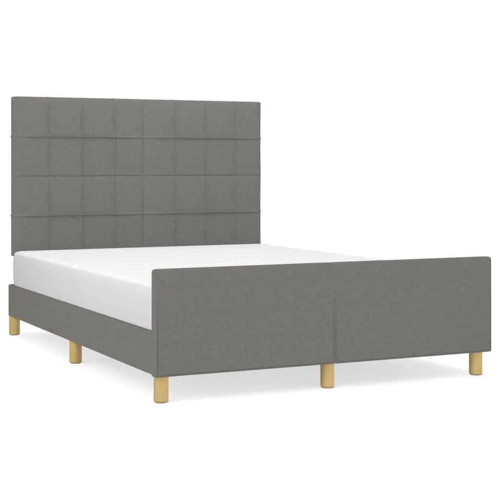 Double Bed Frame Grey Fabric 137x187cm