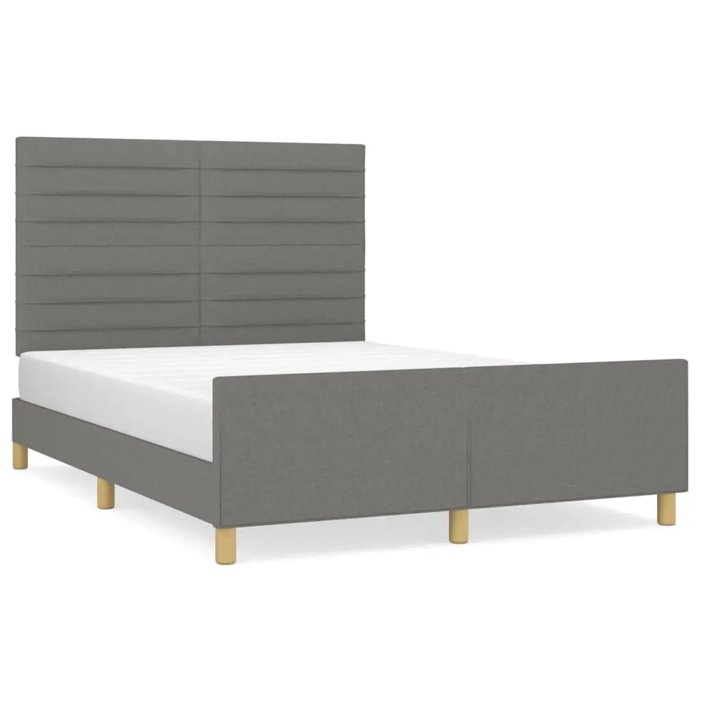 Grey Fabric Double Bed Frame with Adjustable Headboard