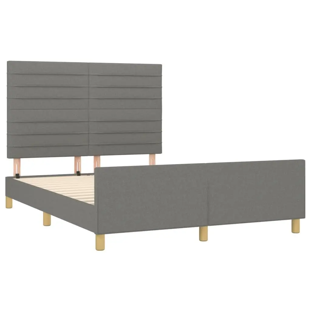 Grey Fabric Double Bed Frame with Adjustable Headboard