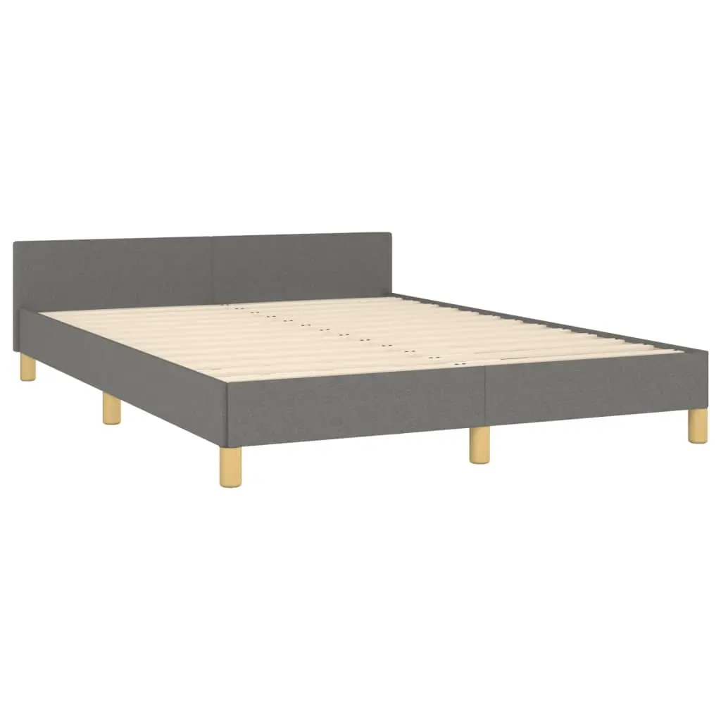 Grey Fabric Double Bed Frame with Adjustable Headboard