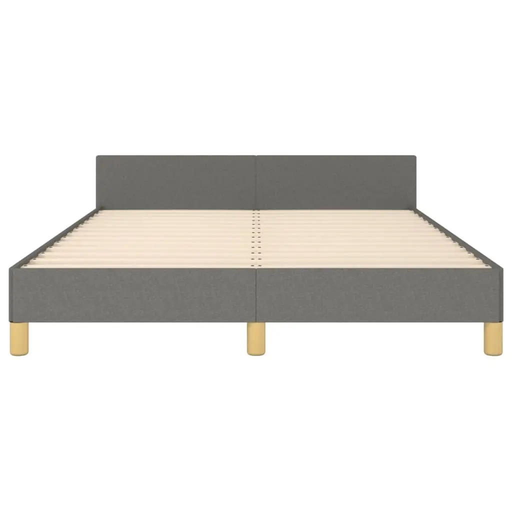 Grey Fabric Double Bed Frame with Adjustable Headboard