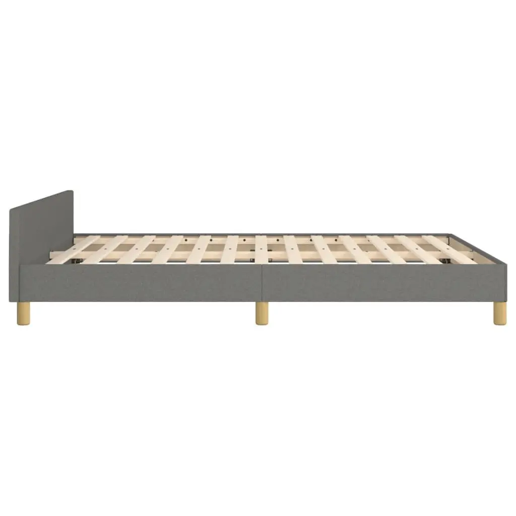 Grey Fabric Double Bed Frame with Headboard 137x187cm