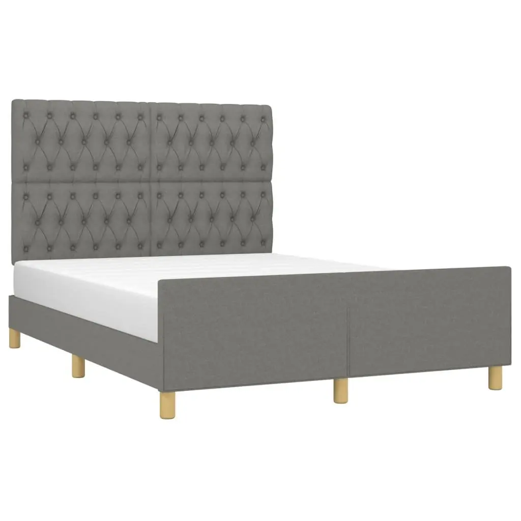 Grey Fabric Double Bed Frame with Adjustable Headboard