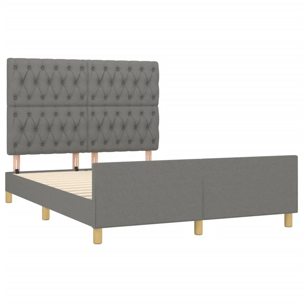 Grey Fabric Double Bed Frame with Adjustable Headboard