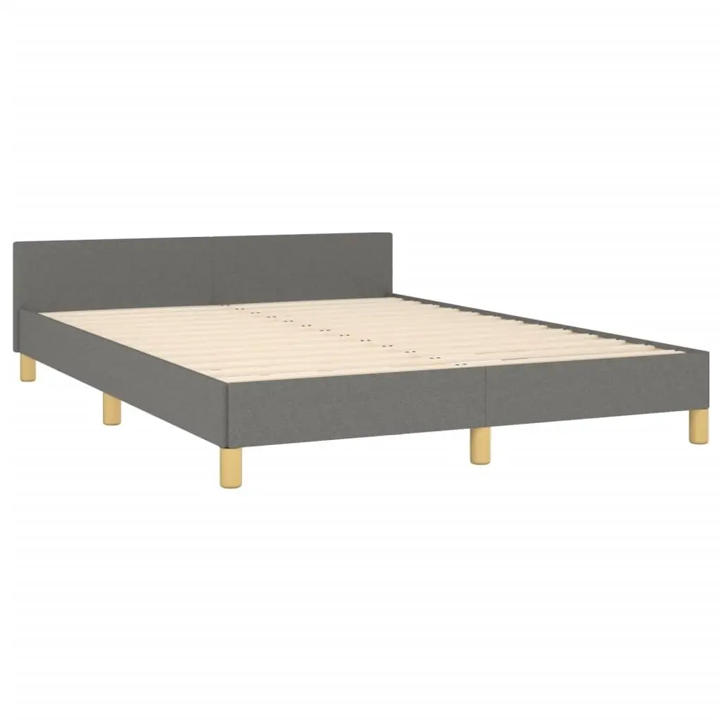 Grey Fabric Double Bed Frame with Adjustable Headboard
