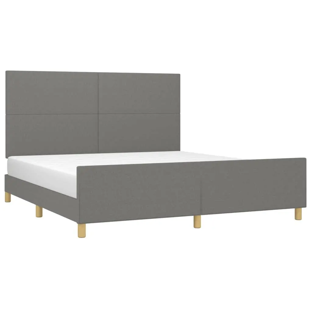 Grey Fabric Queen Bed Frame with Headboard 152x203cm