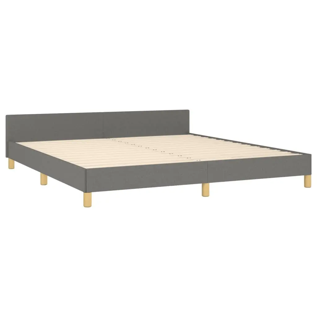 Grey Fabric Queen Bed Frame with Headboard 152x203cm