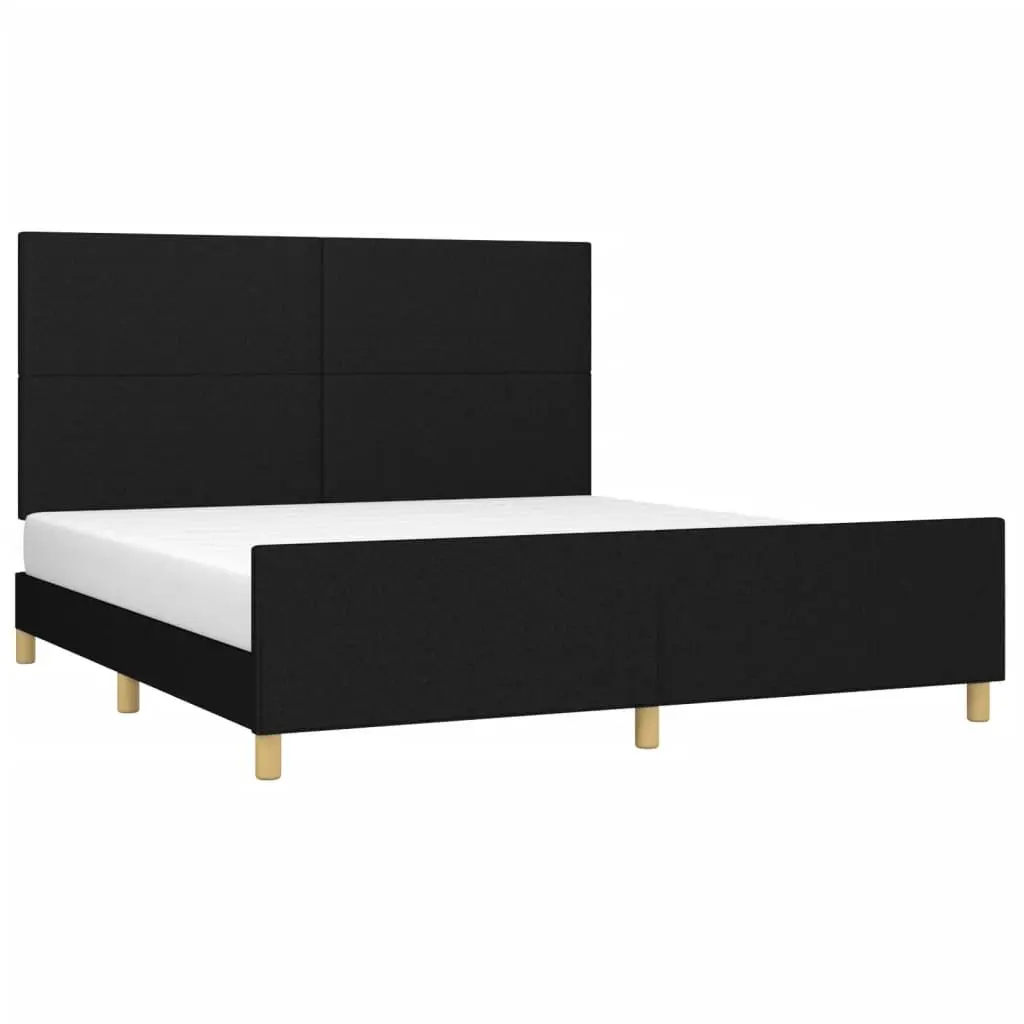 Black Fabric Queen Bed Frame with Adjustable Headboard 152x203cm