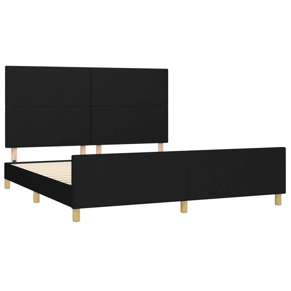 Black Fabric Queen Bed Frame with Adjustable Headboard 152x203cm