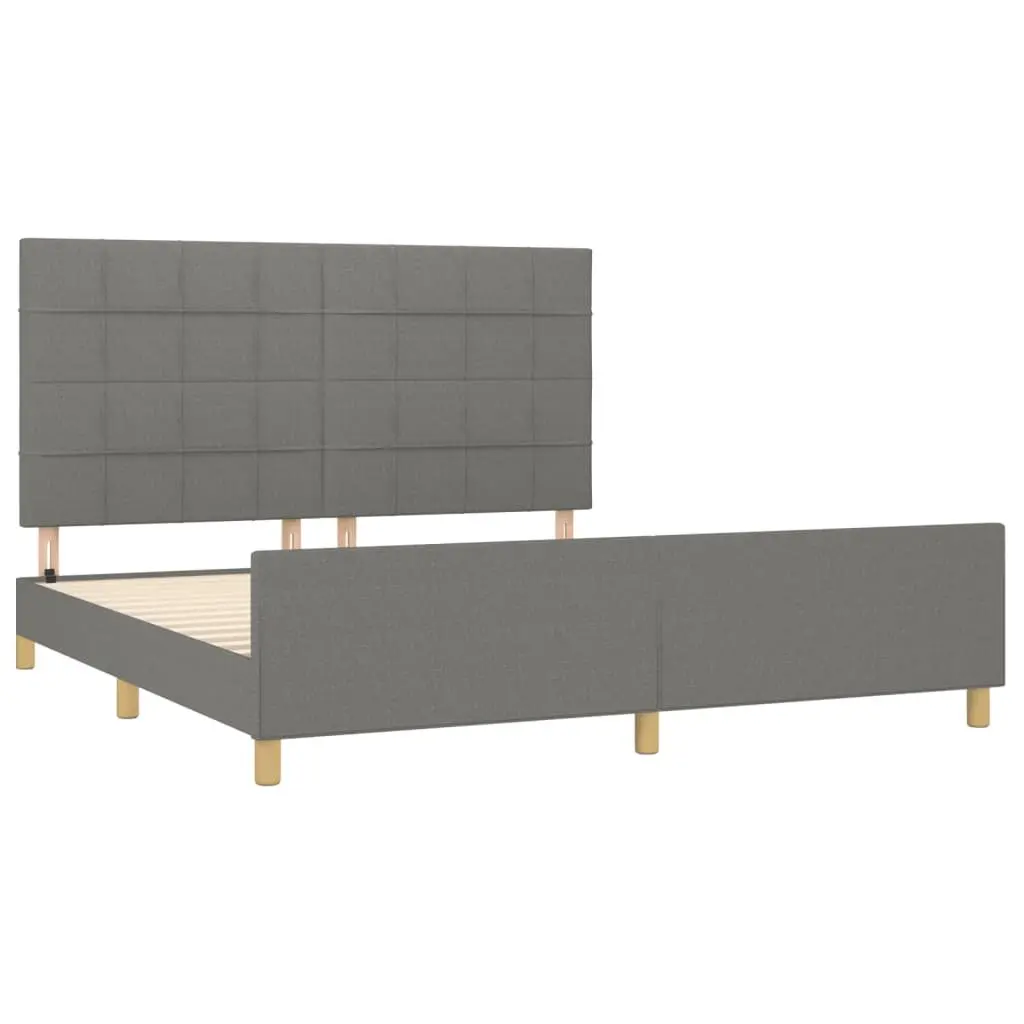 Grey Fabric Queen Bed Frame with Adjustable Headboard