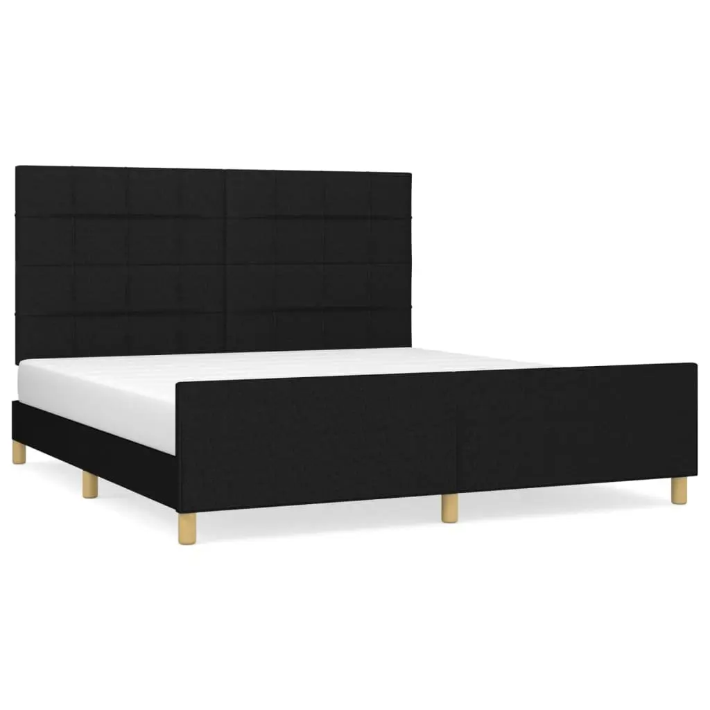 Queen Bed Frame with Black Fabric Headboard