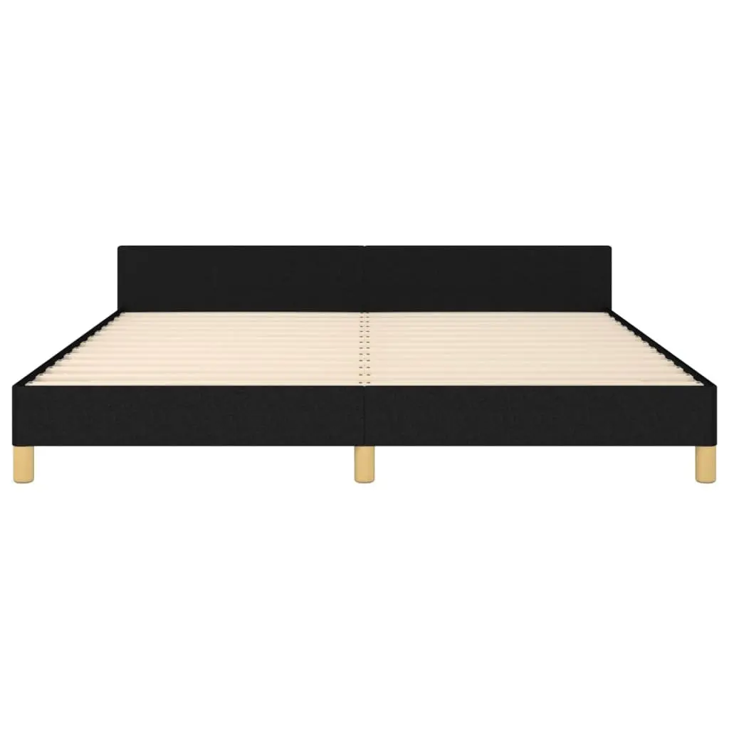 Queen Bed Frame with Black Fabric Headboard