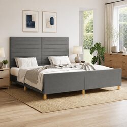 Stylish Queen Bed Frame with Adjustable Height Headboard