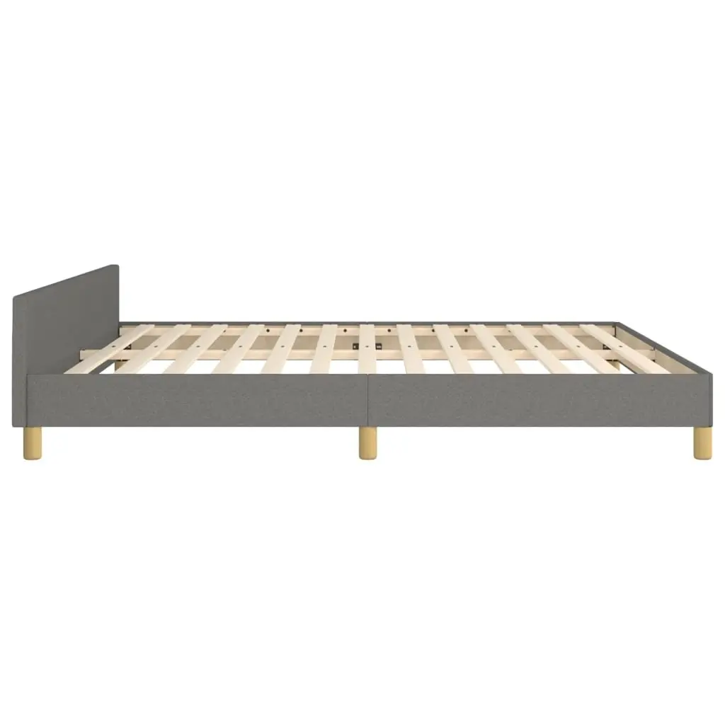 Queen Bed Frame Fabric Dark Grey Adjustable Headboard Plywood Slats