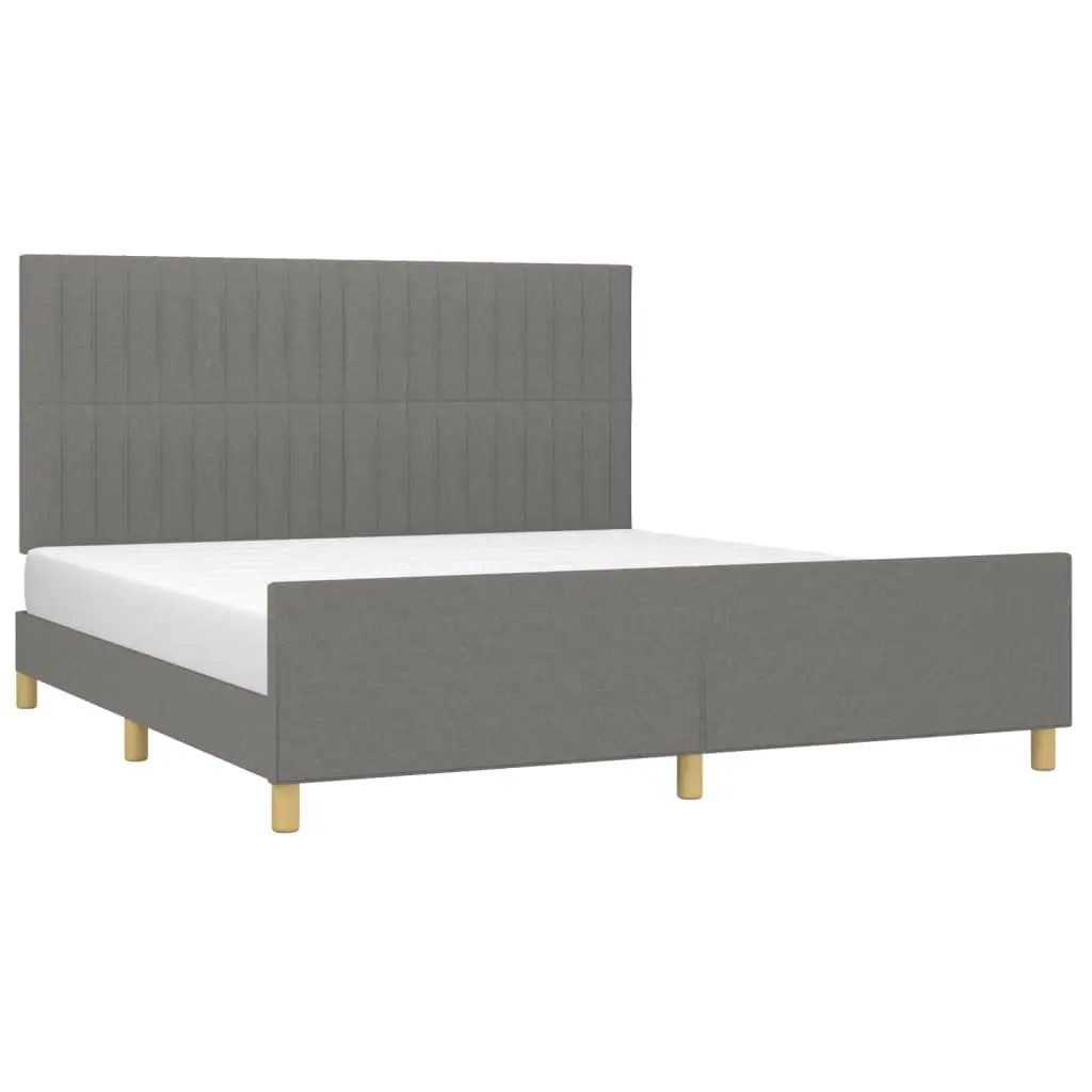 Fabric Bed Frame Grey Adjustable Headboard 152x203cm Queen Size Bedroom Furniture