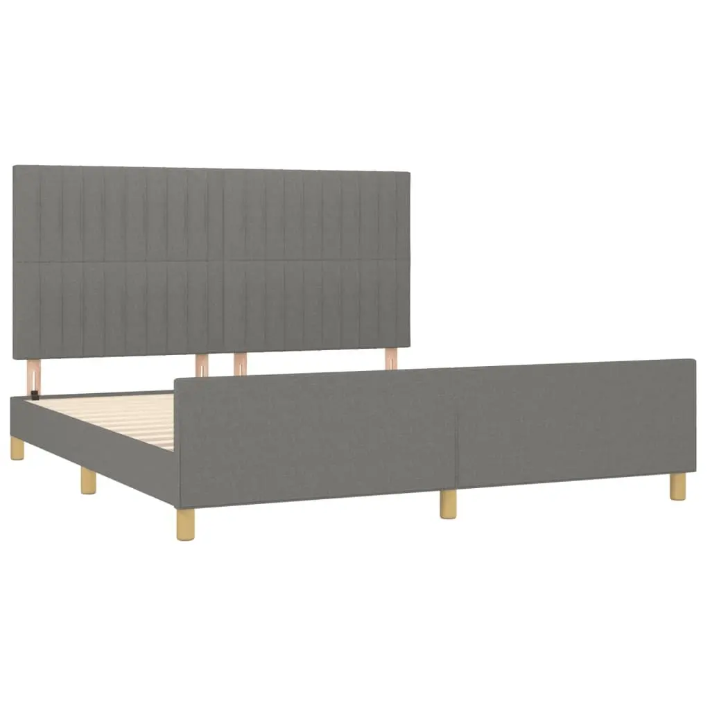 Fabric Bed Frame Grey Adjustable Headboard 152x203cm Queen Size Bedroom Furniture